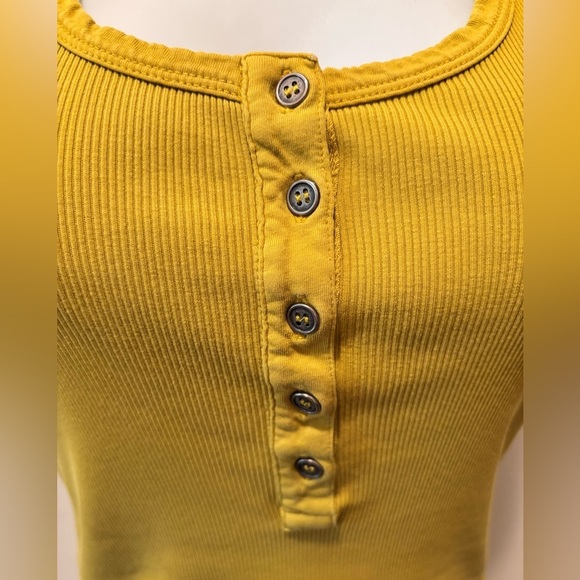 Sundance Ribbed Henley Tank Top Sz XS Chartreuse 100% Cotton Summer Casual - Picture 4 of 5